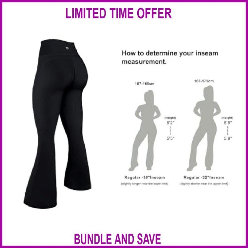 High-Waisted Flare Leggings Tummy Control Yoga Pants 80% Nylon 20% Spandex - Picture 7 of 8